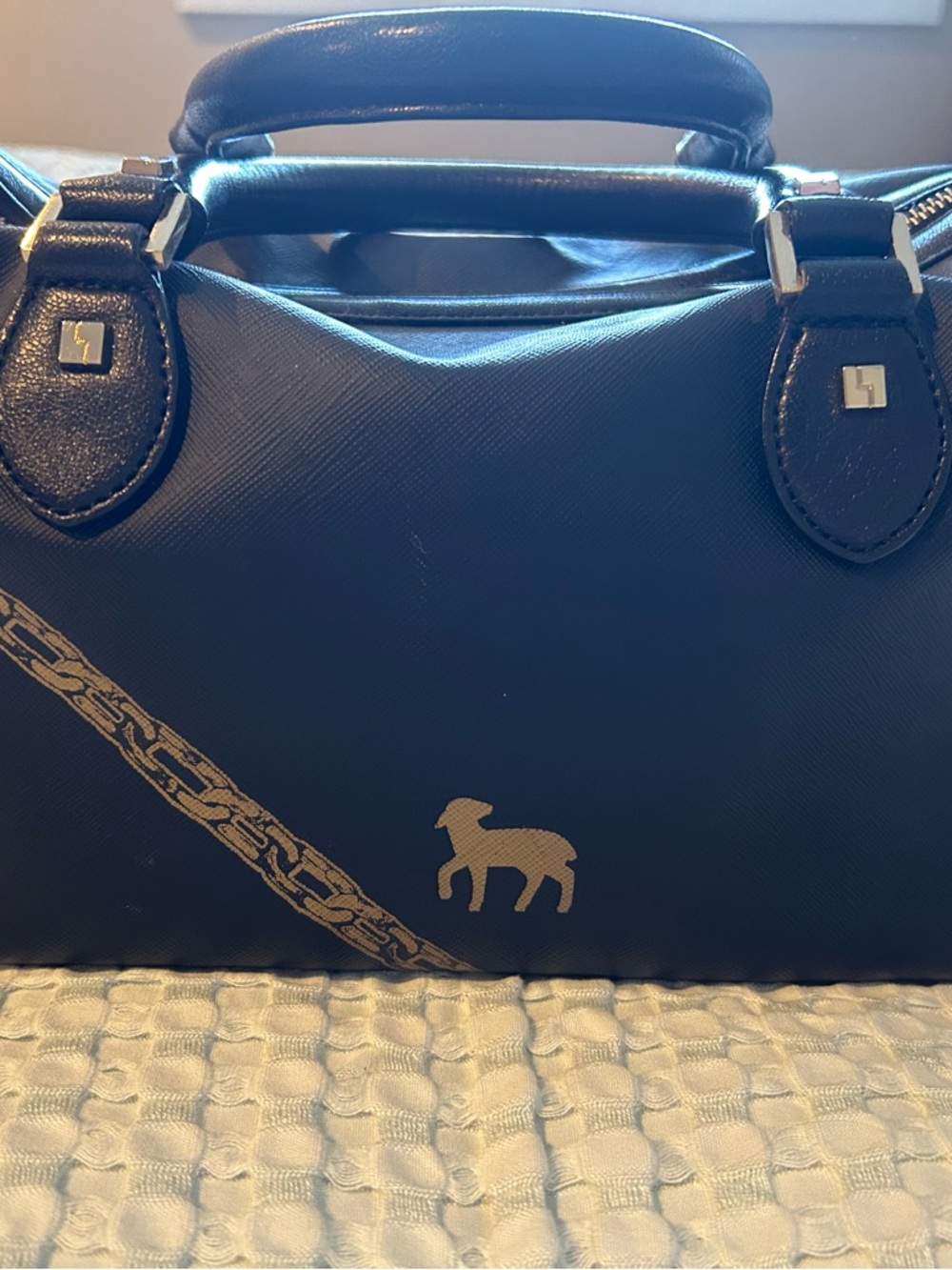 L.A.M.B. Black Graphic Lamb Tote Bag - Picture 4 of 7